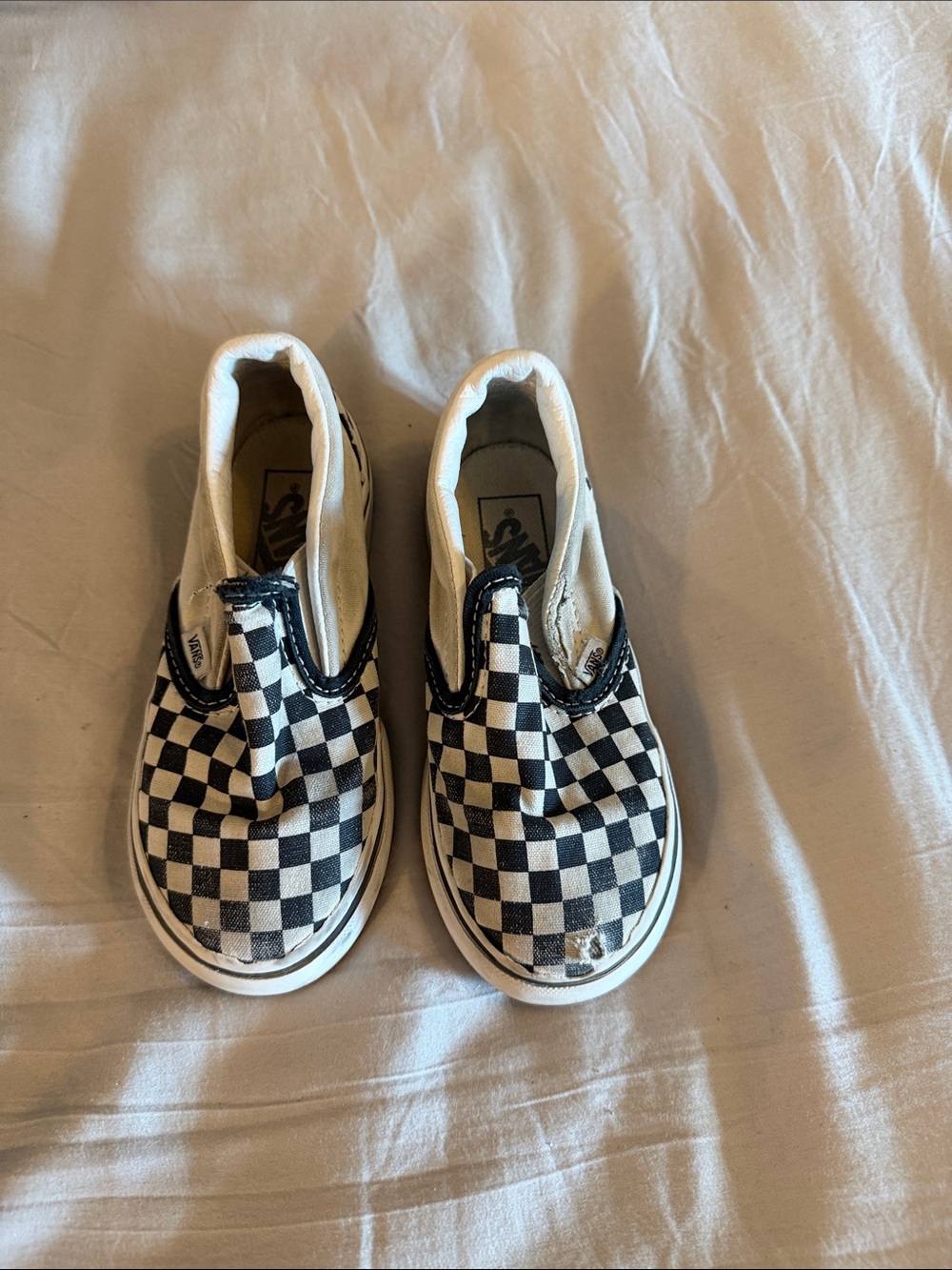 Vans Kids Black & White Checkerboard Slip-On Sneakers